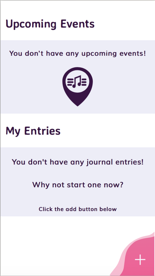 Static Image of Souvinear Low-Fi Initial Live Test Screen - Journal Dashboard Overview