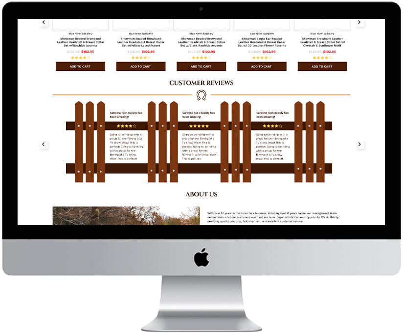 Static Image of CarolinaTackSupply Live Site Desktop Mockup 4