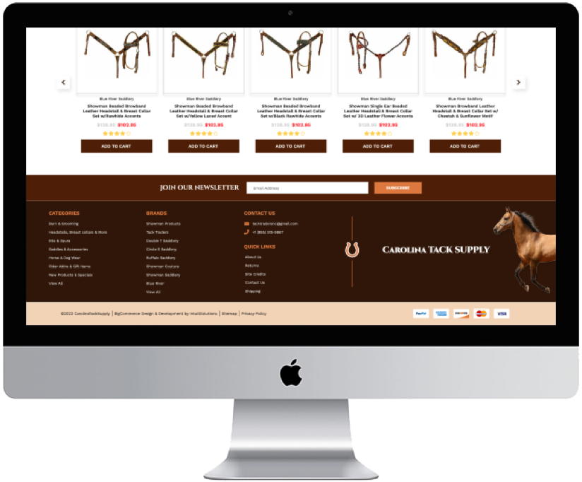 Static Image of CarolinaTackSupply Live Site Desktop Mockup 2