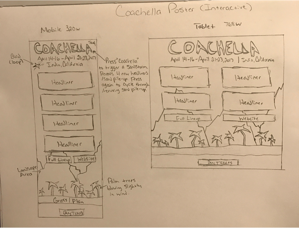 Static Image of Coachella Mobile Pencil and Paper Wireframe Small