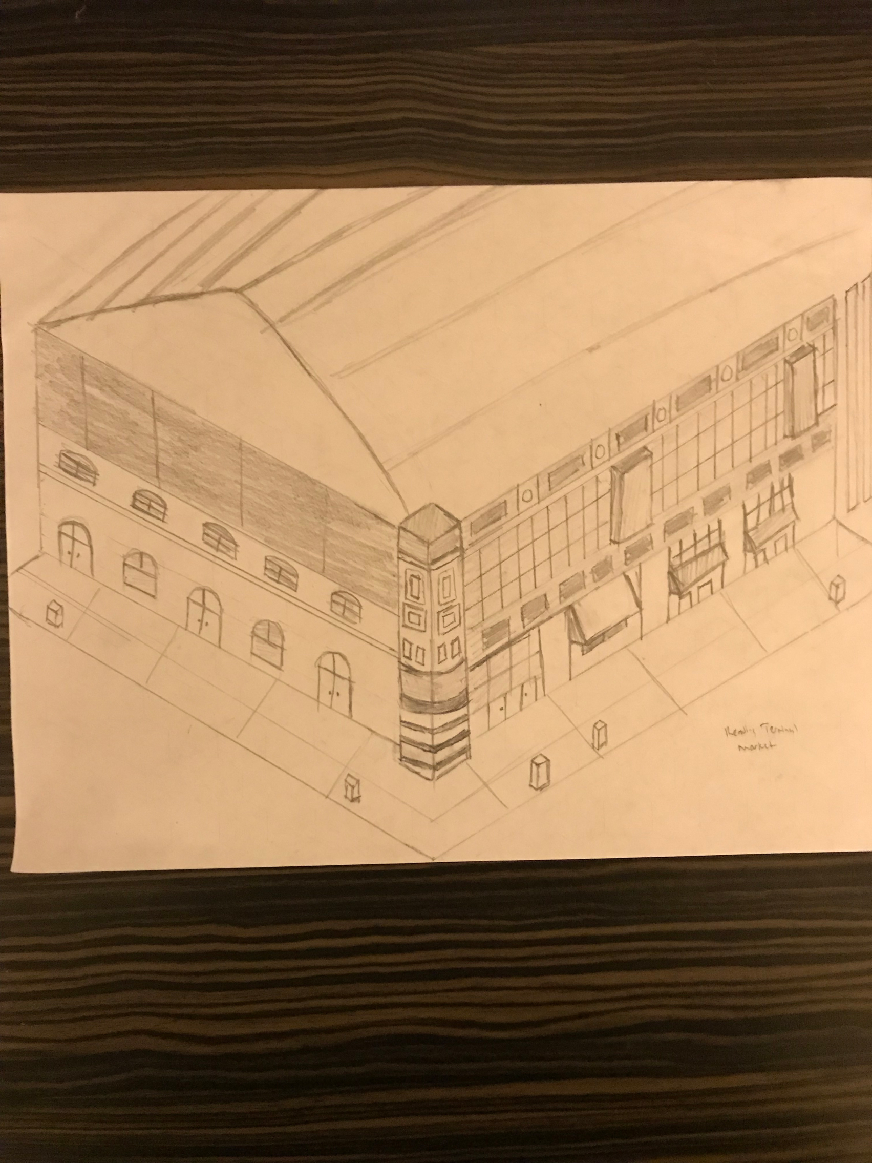 Hand drawn isometric location sketch