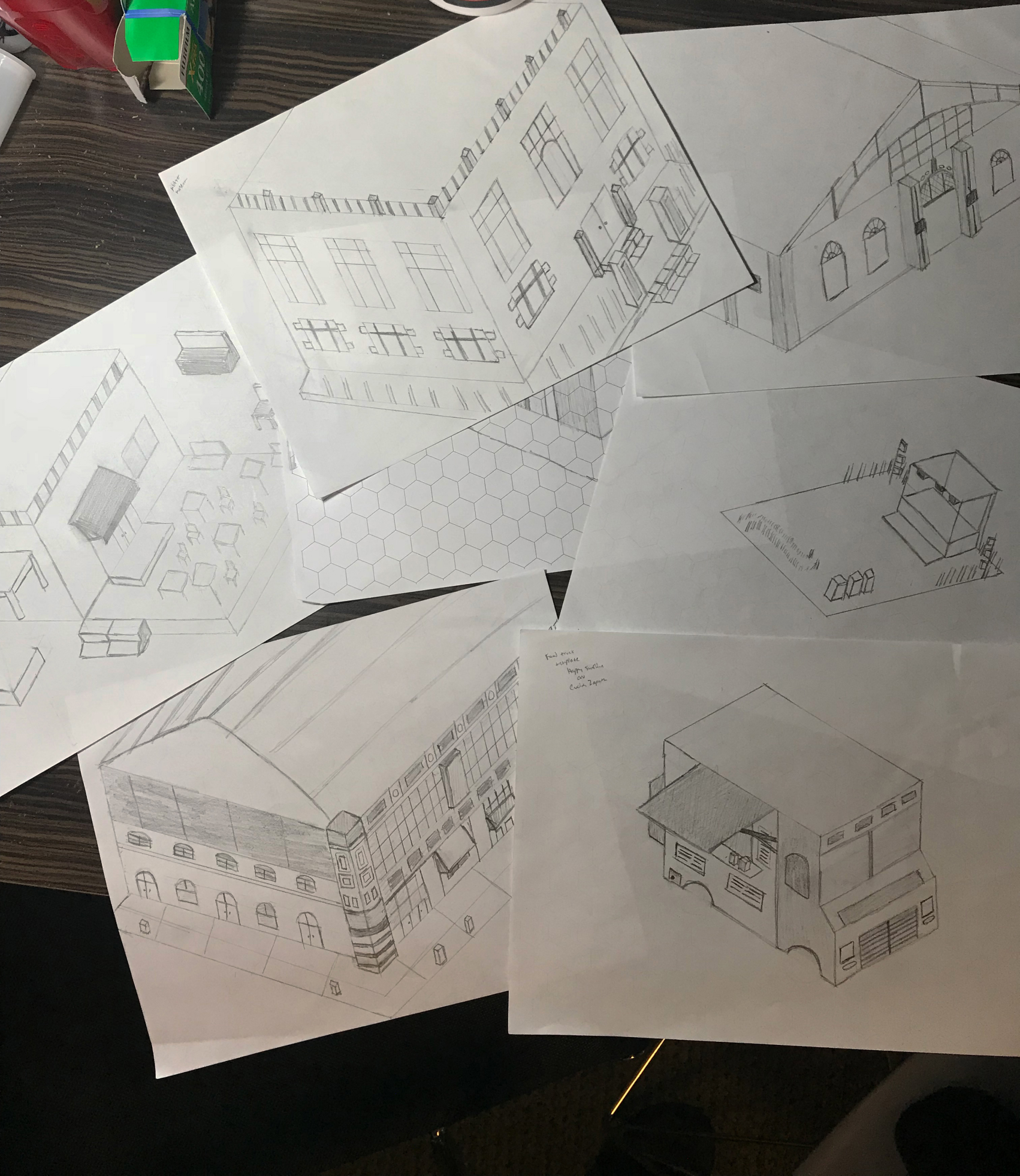 Hand drawn isometric location sketch