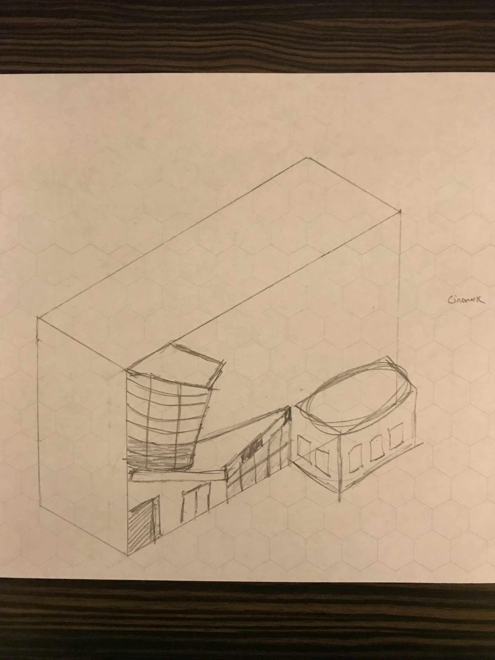 Hand drawn isometric location sketch