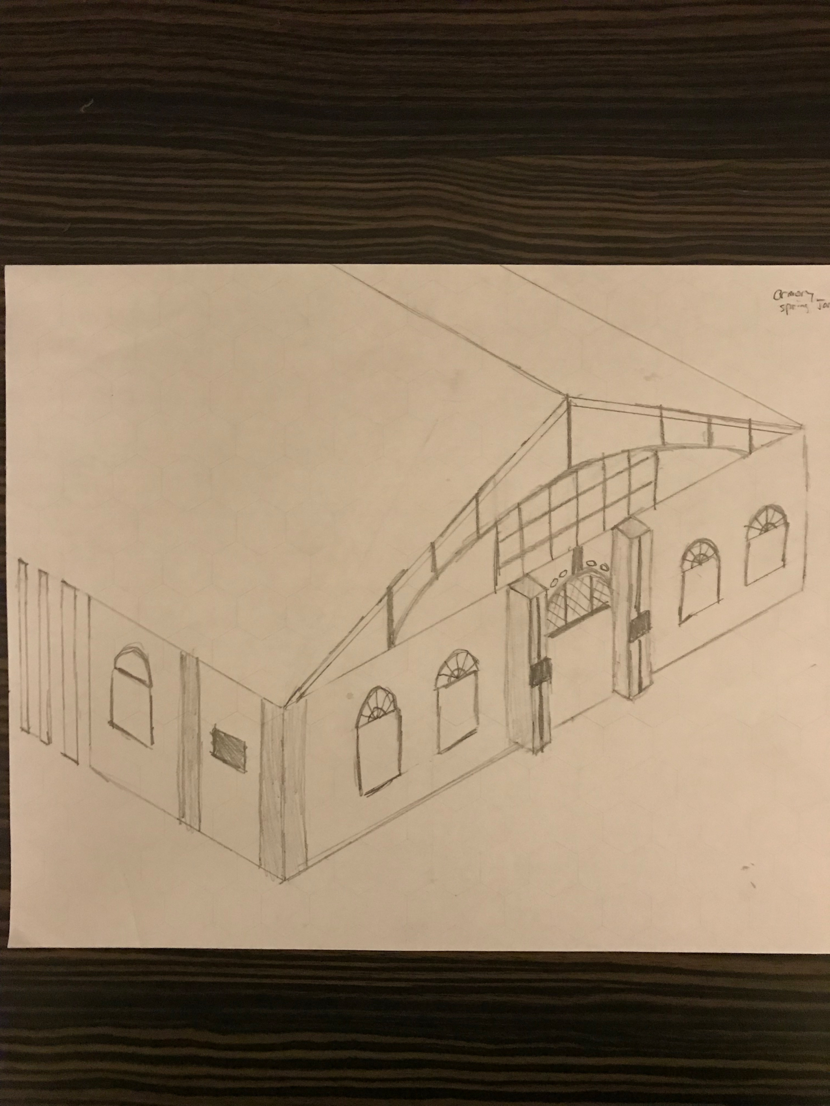 Hand drawn isometric location sketch