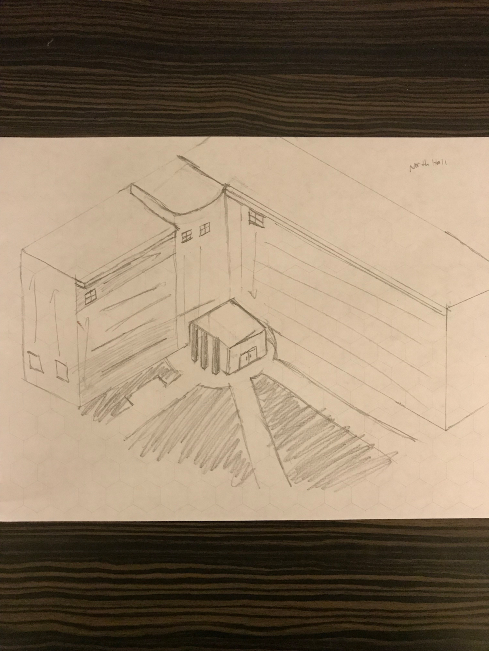 Hand drawn isometric location sketch