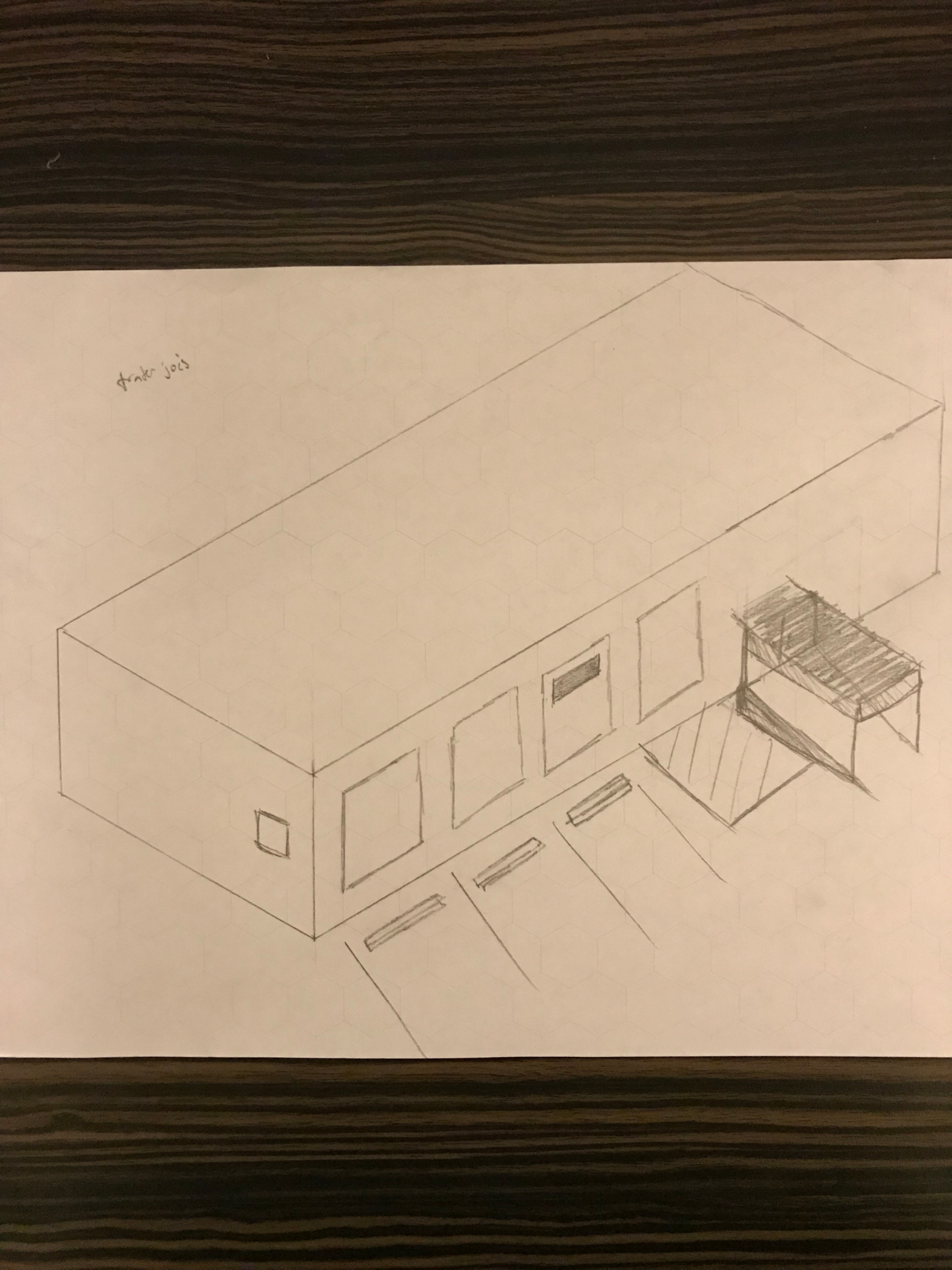 Hand drawn isometric location sketch