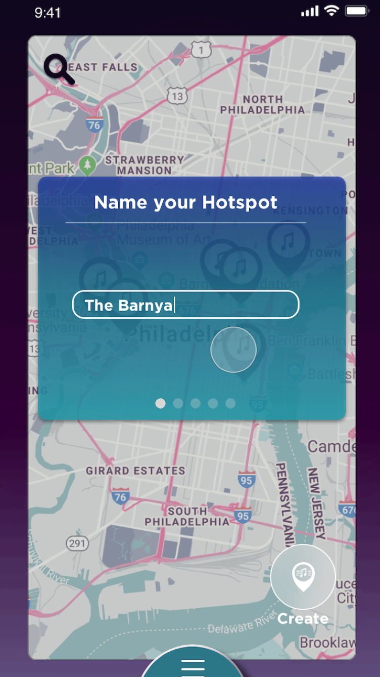 Souvinear Project Example - Screenshot of App Map Hotspot and Hotspot Creation for Music Swapping Funciontality - Grid Item 6
